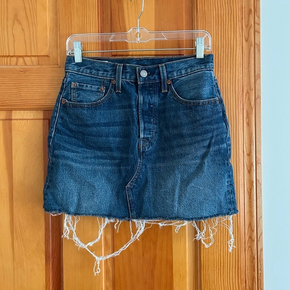 Levi's Dresses & Skirts - Levi’s Denim Dark Wash Distressed Skirt